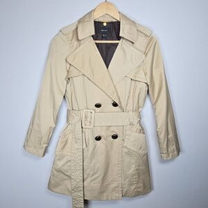 MNG Suit Women's Trench Button Belted Jacket Size Small Classy Career Chic